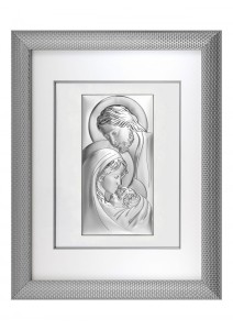 Obraz Świętej Rodziny w srebrnej ramie W/6108/3