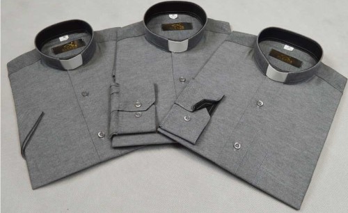  Koszula kapłańska taliowana w kolorze szarym SLIM/4