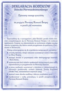 Deklaracja rodziców dziecka pierwszokomunijnego (paczka 50 szt.)