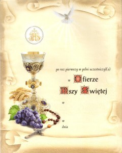 Obrazek pierwszokomunijny A/53