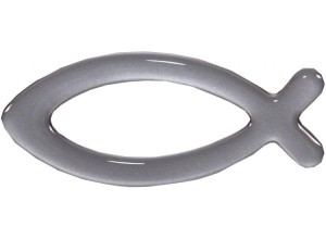 Rybka - naklejka na samochód -  srebrna