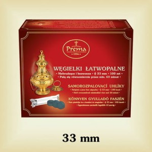 Węgle łatwopalne do kadzidła PREMA 33 mm - paczka