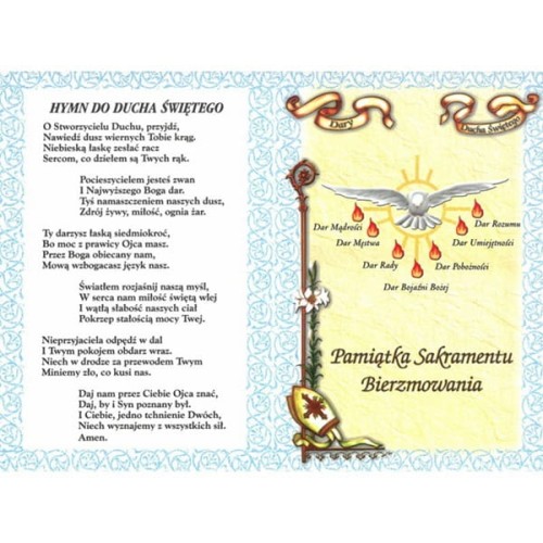 Pamiątka Sakramentu Bierzmowania - Dary Ducha Świętego-1
