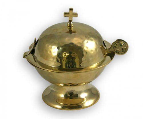 Łódka do kadzidła mosiężna złota 1038-1