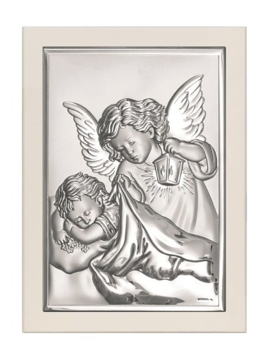 Anioł Stróż z latarenką nad śpiącym niemowlęciem