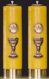 Zestaw dwóch świec ołtarzowych na wkład olejowy