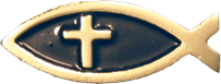 Znaczek metalowy - Rybka z krzyżem