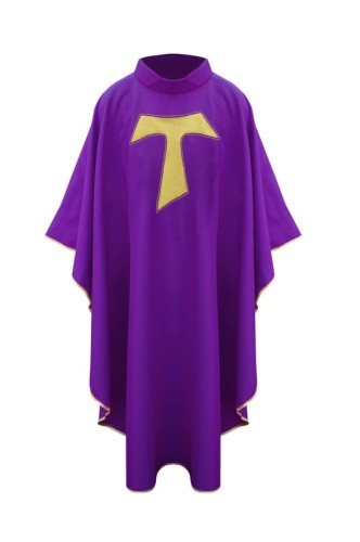 Fioletowy ornat franciszkański z krzyżem TAU-1