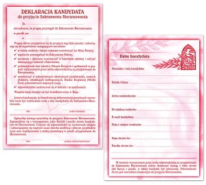 Deklaracja kandydata do bierzmowania (paczka 50 szt.)