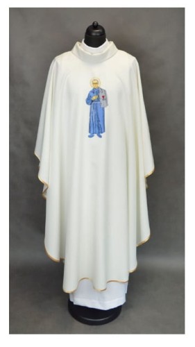 Ornat ecru ze św. Maksymilianem Kolbe-1