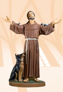 Święty Franciszek z gołąbkami i psem figura - 103 cm