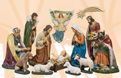  Szopka Bożonarodzeniowa, figury do szopki 14 elementów 85 cm